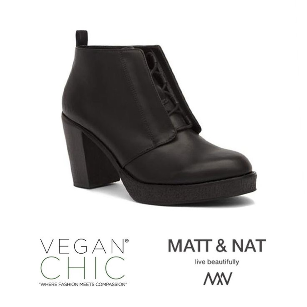 NWT Matt & Nat Rachel Black High-heel Lace-up Vegan Ankle Boots US 7